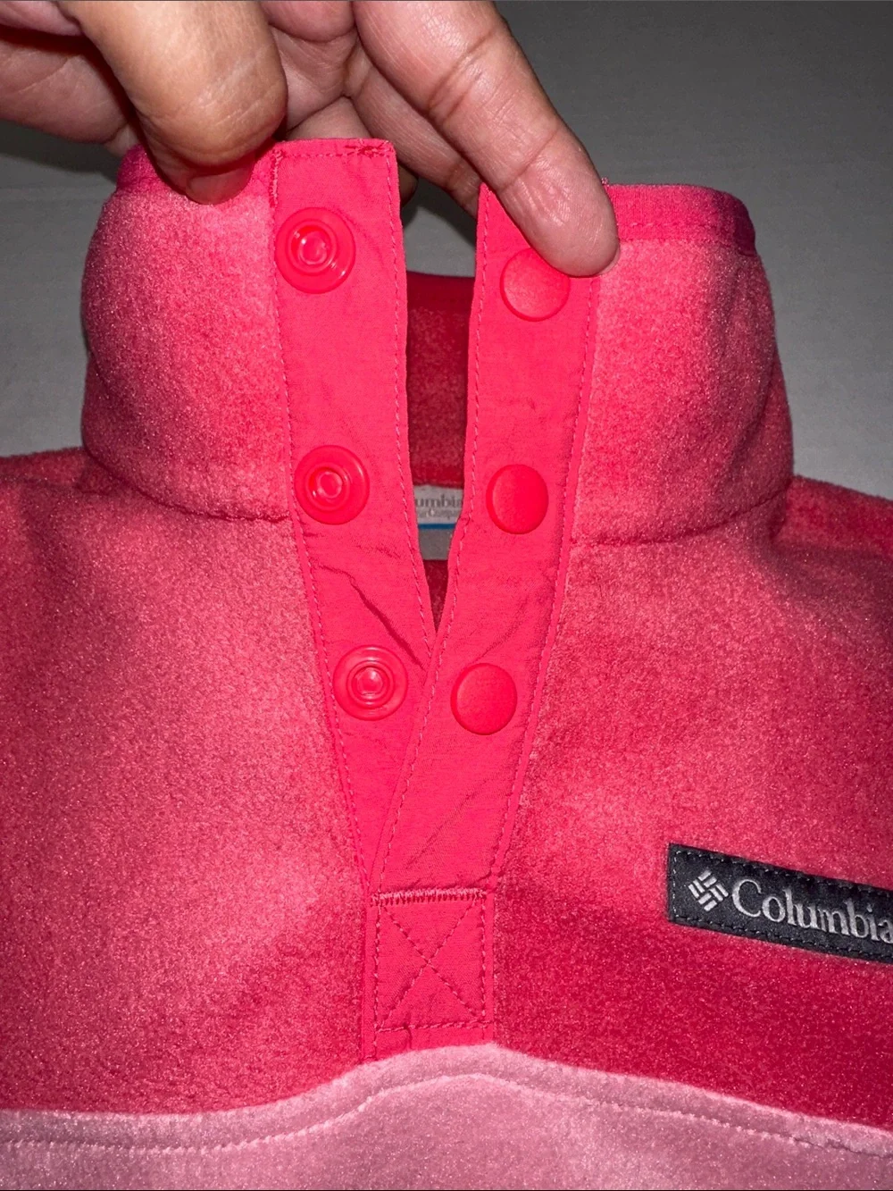 Columbia Fleece Sweater Jacket Pullover Pink Two Tone Youth Girls Size 8 Small